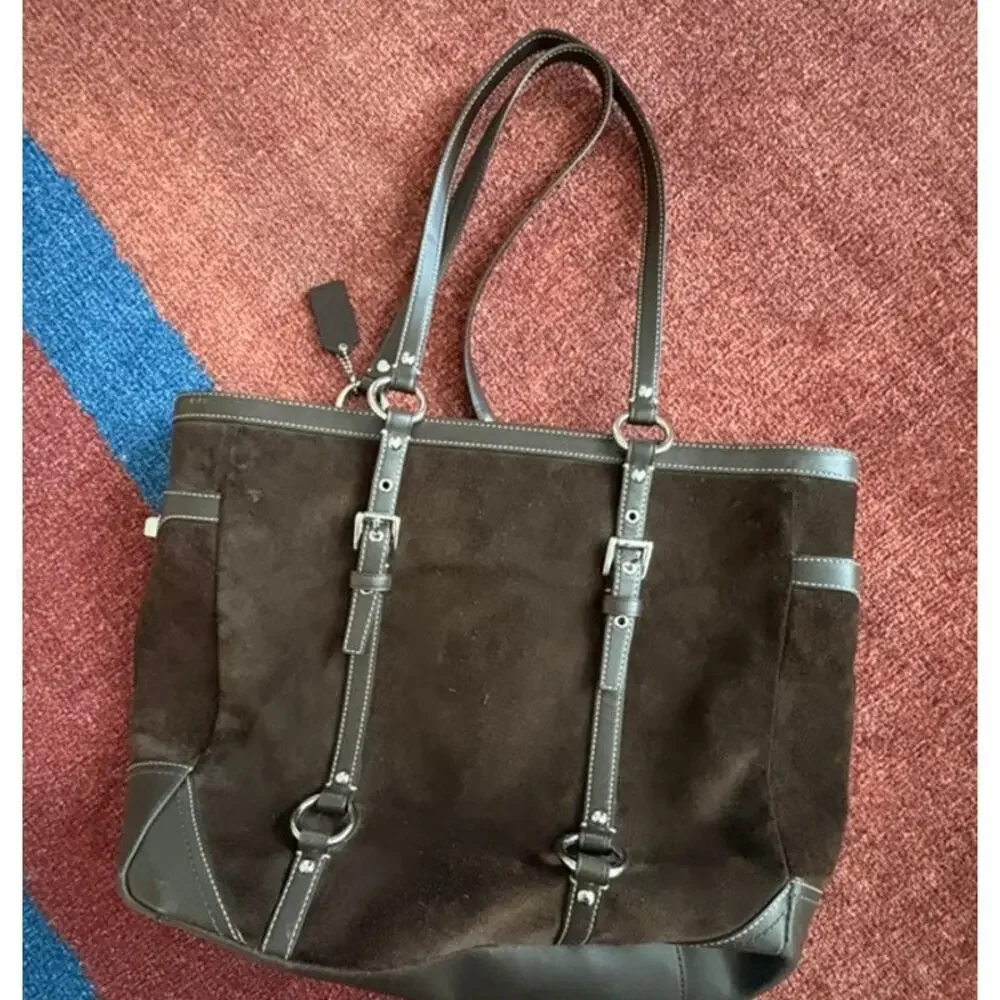 Vintage‎ Coach Brown Suede Bridle Bit Purse